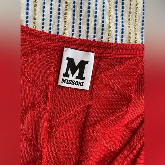 M Missoni Womens  Size 42 US 6 Sleeveless Sheath Knit Dress V Neck Red - Picture 7 of 16